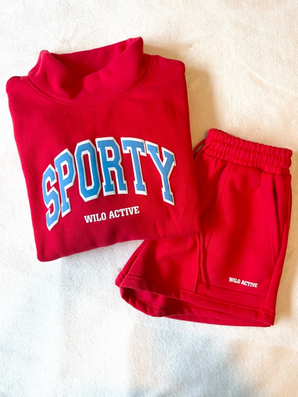 Wilo The Label Sporty Sweatshirt Shorts Set Red NWT XS Lounge Athleisure